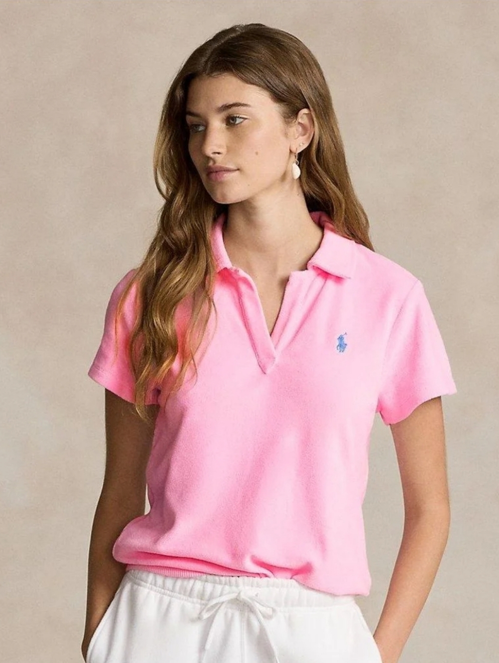 Ralph Lauren Pink Short-Sleeve Polo with White Trim
